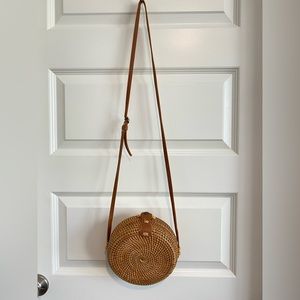 Circle Wicker Cross Body Bag